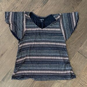 a:glow Navy and White Patterned Short Sleeve Tee